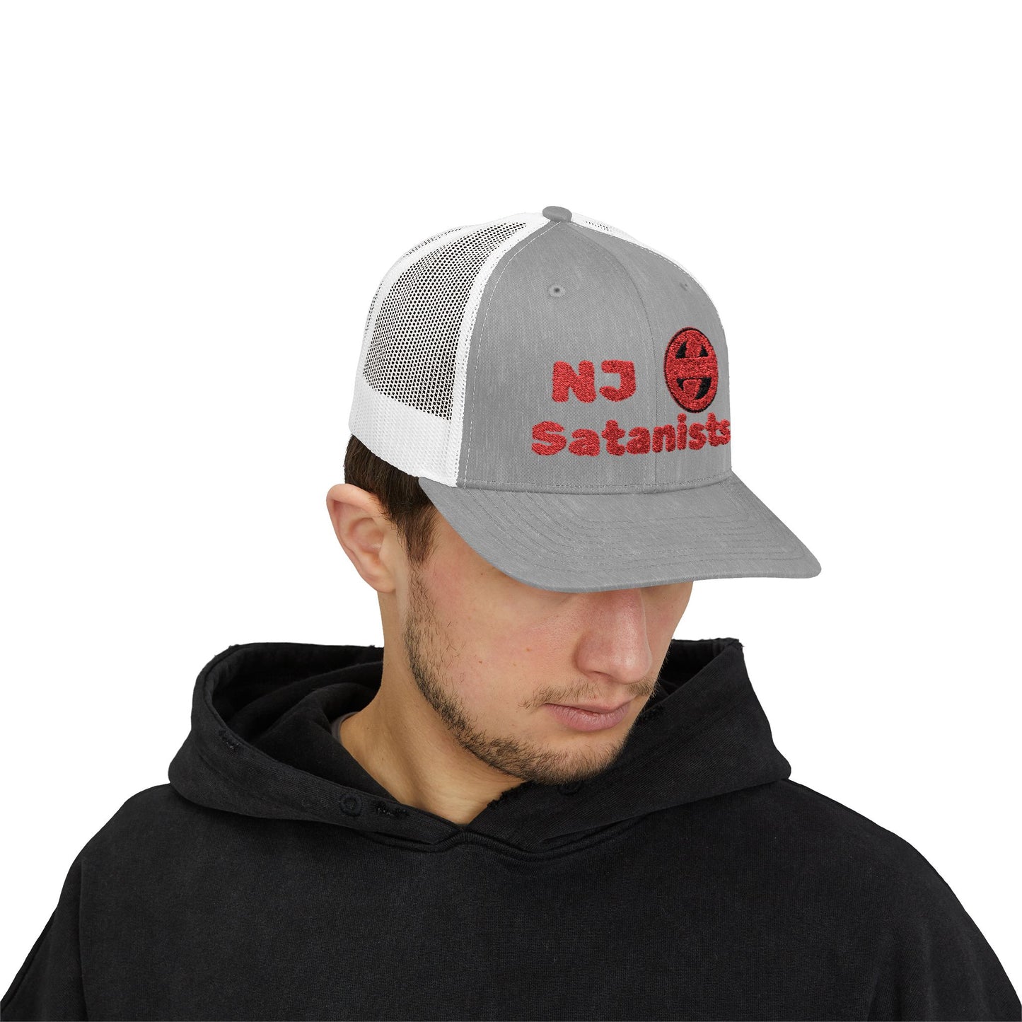 NJ Satanists Snapback Trucker Cap, Unique Gift, Fashion Statement, Alternative Style, Funny Cap